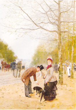 Painting Code#1038-Gailliard, Francois(France): Promenade in the Park