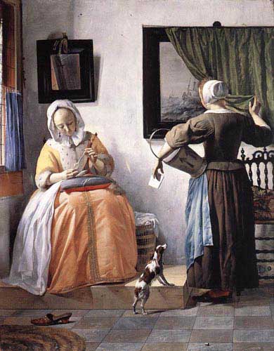 Painting Code#1050-Metsu, Gabriel(Holland): Woman Reading a Letter
