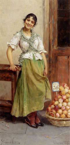 Painting Code#1064-Novo, Stefano(Italy): The Peach Seller
