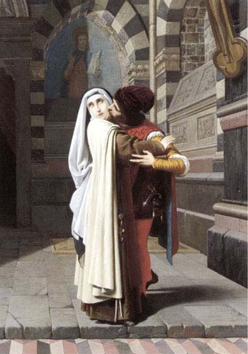 Painting Code#11158-Castagnola, Gabriele(Italy): The Embrace of Fra Filippo Lippi and Lucrezia Buti