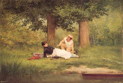 Painting Code#11197-Croegaert, Georges(Belgium): The Flirtation