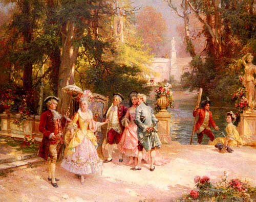 Painting Code#11234-Detti, Cesare-Auguste(Italy): The Castle Garden