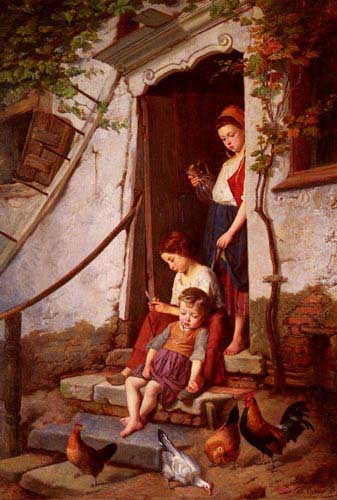 Painting Code#11279-Gerard, Theodore(Belgium): The Farmer&#039;s Children