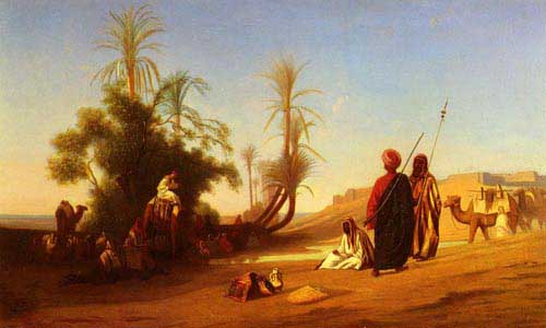 Painting Code#11288-Frere, Charles Theodore(France): Rest at the Oasis