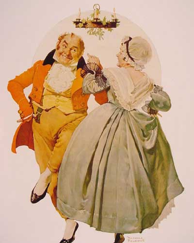 Painting Code#11635-Rockwell, Norman(USA): Merrie Christmas Couple Dancing Under the Mistletoe