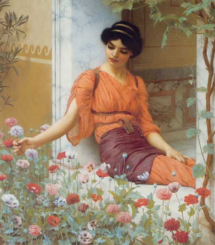 Painting Code#12075-Godward, John William(England): Summer Flowers