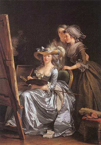 Painting Code#12106-Labille-Guiard, Adelaide(France): Self-Portrait with Two Pupils