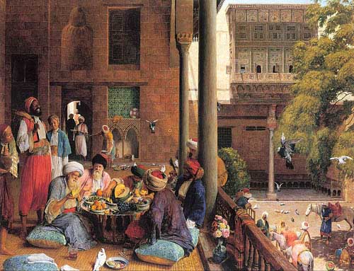 Painting Code#12129-Lewis, John Frederick(UK): The Mid-Day Meal, Cairo
