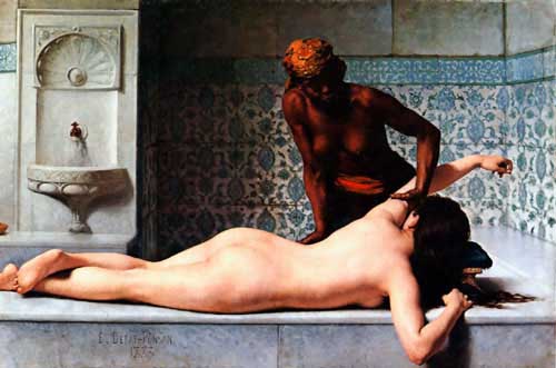Painting Code#12258-Debat-Ponsan, Edouard Bernard(France): The Massage in the Harem