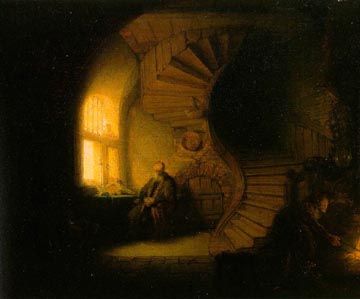 Painting Code#1246-Rembrandt van Rijn: Philosopher Meditating