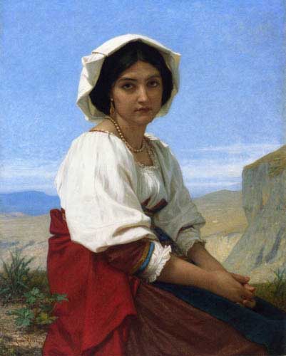 Painting Code#12483-Hugues Merle - Italian Maid