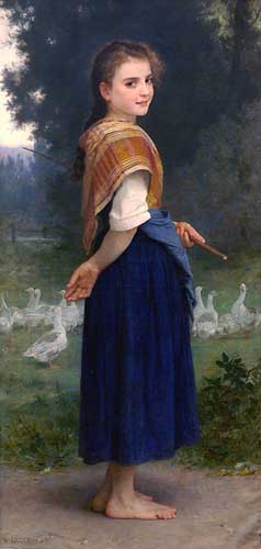 Painting Code#12575-Bouguereau, William - The Goose Girl