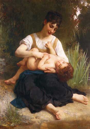 Painting Code#12580-Bouguereau, William - The Joys of Motherhood