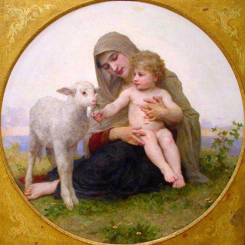 Painting Code#12601-Bouguereau, William - Virgin and Lamb