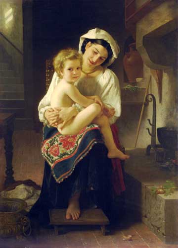 Painting Code#12606-Bouguereau, William - Young Mother Gazing At Her Child