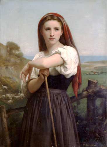 Painting Code#12608-Bouguereau, William - Young Shepherdess