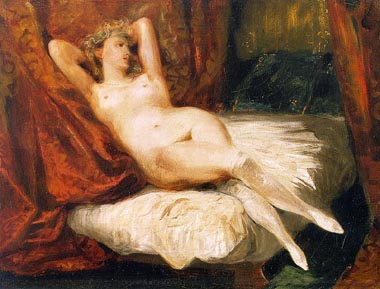 Painting Code#1282-Delacroix, Eugene: Female Nude Reclining on a Divan