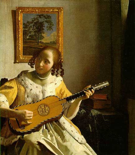 Painting Code#1332-Vermeer, Jan: The Guitar Player