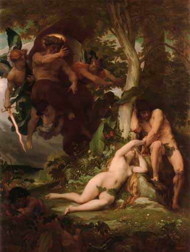 Painting Code#1412-Cabanel, Alexandre: The Expulsion of Adam and Eve from the Garden of Paradise