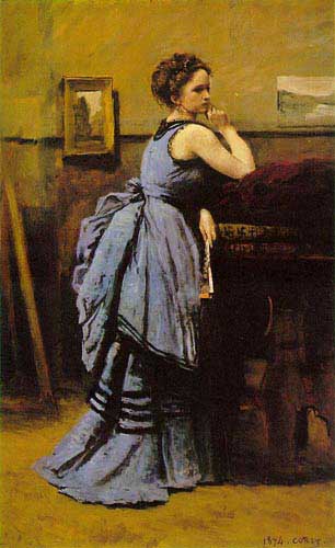 Painting Code#15014-Corot, Jean-Baptiste-Camille: The Lady in Blue