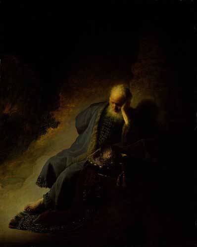Painting Code#15073-Rembrandt van Rijn: Jeremiah Lamenting the Destruction of Jerusalem
