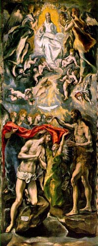 Painting Code#15141-El Greco - Baptism of Christ