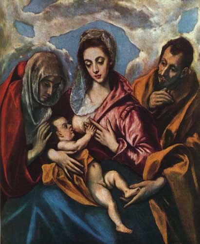 Painting Code#15142-El Greco - Holy Family, The Virgin of the Good Milk