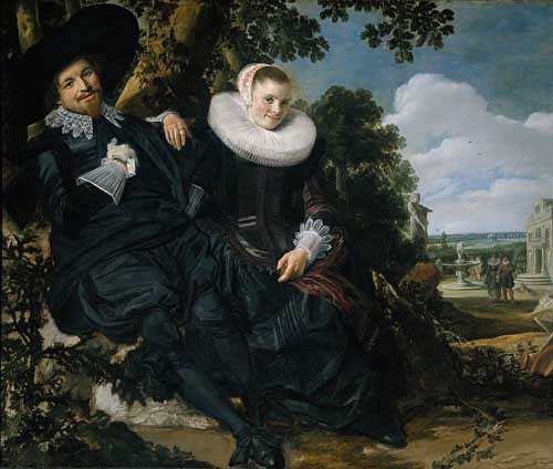 Painting Code#15163-Hals, Frans - Marriage Portrait of Isaac Massa en Beatrix van der Laen