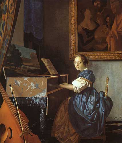 Painting Code#15166-Vermeer, Jan - A Young Woman Seated at a Virginal