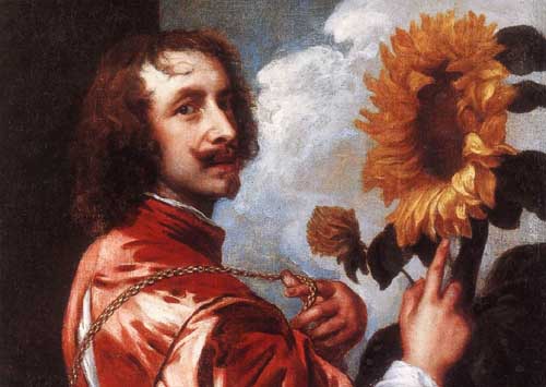 Painting Code#15278-Sir Anthony van Dyck - Self-portrait with a Sunflower