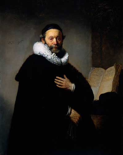 Painting Code#15318-Rembrandt van Rijn - Portrait of Johannes Wtenbogaert (1557-1644), Remonstrant Minister