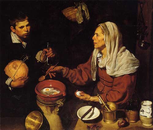 Painting Code#15366-Velazquez, Diego - Old Woman frying Eggs
