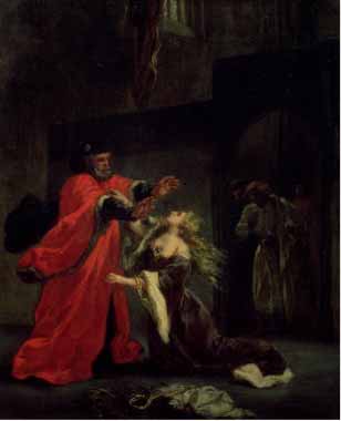 Painting Code#15389-Delacroix, Eugene - Act I, Scene 3, Desdemona Kneeling at Her Father&#039;s Feet