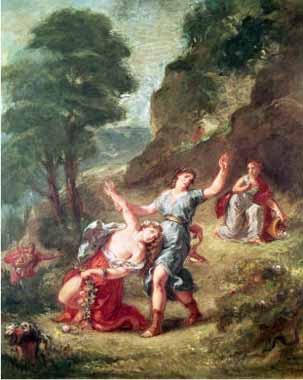 Painting Code#15400-Delacroix, Eugene - Orpheus and Eurydice, Spring from a Series of the Four Seasons