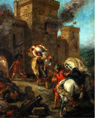 Painting Code#15402-Delacroix, Eugene - Rebecca Raped by a Knight Templar During the Sack of the Castle Frondeboeuf