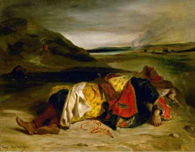 Painting Code#15408-Delacroix, Eugene - The Death of Hassan, or Turkish Officer Killed in the Mountains