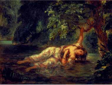 Painting Code#15409-Delacroix, Eugene - The Death of Ophelia