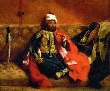 Painting Code#15412-Delacroix, Eugene - Turk, Smoking on a Divan