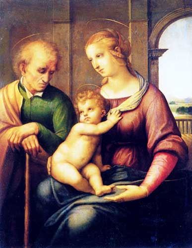 Painting Code#15446-Raphael - Holy Family with St. Joseph (aka Madonna with Beardless St. Joseph)