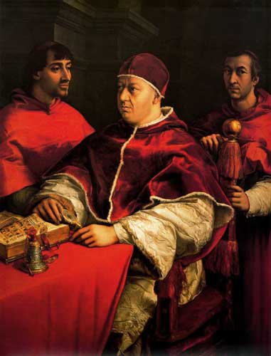 Painting Code#15454-Raphael - Portrait of Pope Leo X and Two Cardinals
