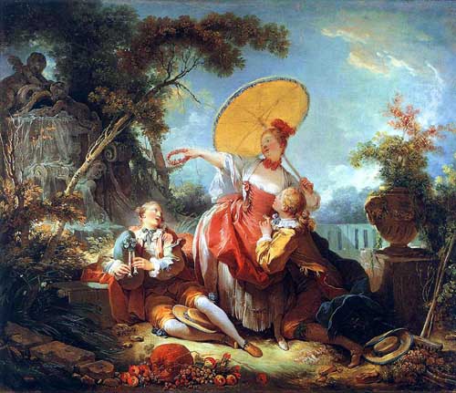 Painting Code#15475-Fragonard, Jean Honore - The Musical Contest