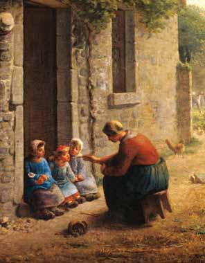 Painting Code#15490-Millet, Jean-Francois - Feeding the Young