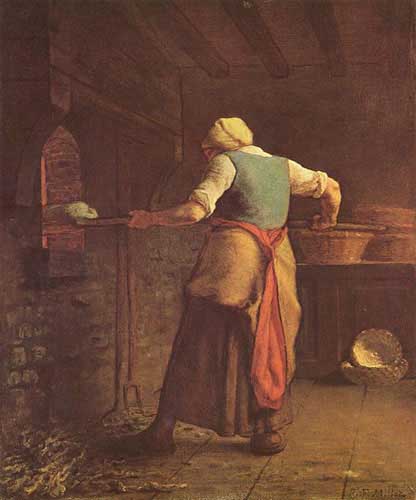 Painting Code#15497-Millet, Jean-Francois - Woman Baking Bread