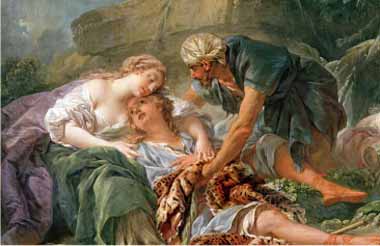 Painting Code#15501-Boucher, Francois - Amintas Brought Back to Life in the Arms of Sylvie
