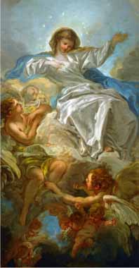 Painting Code#15502-Boucher, Francois - Assumption of the Virgin, Sketch for the Altarpiece in St. Sulpice, Paris