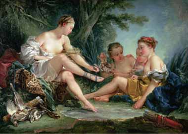 Painting Code#15503-Boucher, Francois - Diana after the Hunt