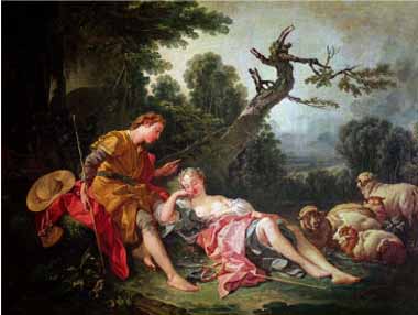 Painting Code#15520-Boucher, Francois - The Sleeping Shepherdess