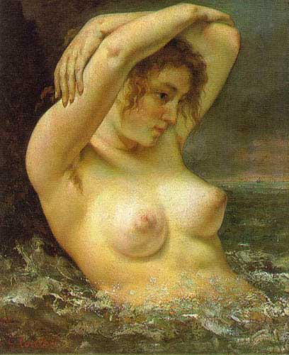 Painting Code#1606-Courbet, Gustave(France): The Woman in the Waves