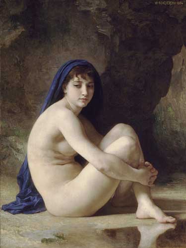 Painting Code#1619-Bouguereau, William(France): Seated Nude