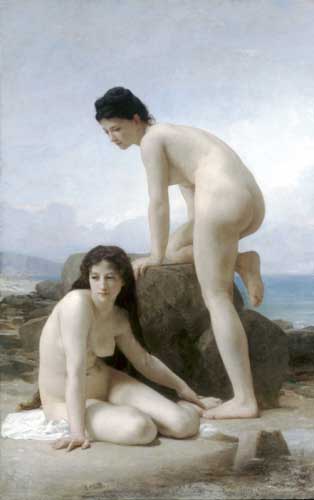 Painting Code#1620-Bouguereau, William(France): The Two Bathers